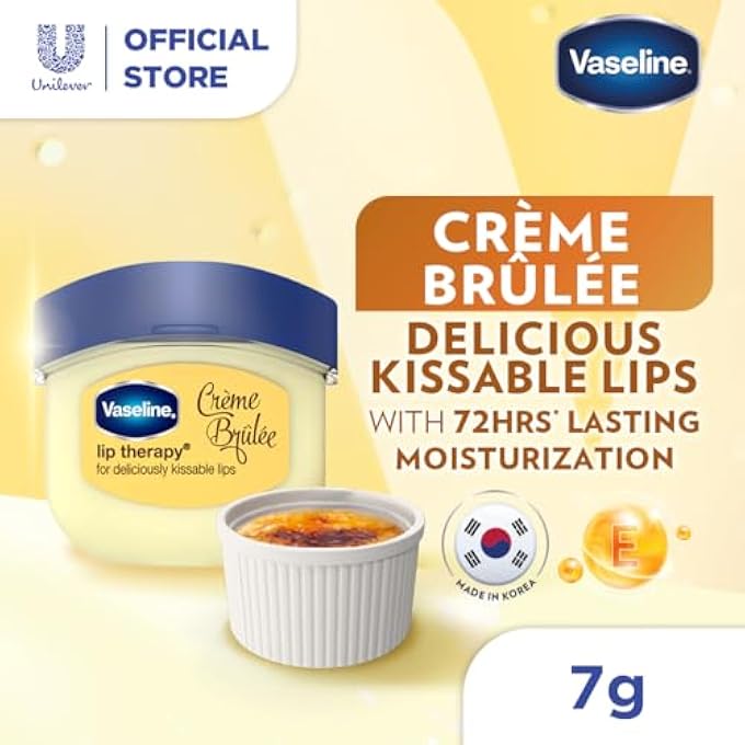 Vaseline LIP CARE CRME BRULEE LIP BALM TUB WITH PURE JELLY & CRME BRULEE FOR DELICIOUSLY KISSABLE LIPS| NOURISHES & PROTECTS LIPS| NON-GREASY LIP MOISTURIZER FOR NATURALLY TINTED LIPS| 7 GM - Image 2